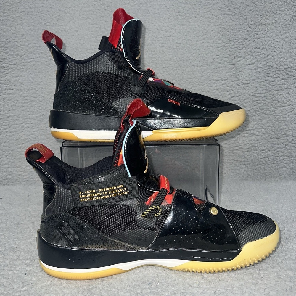Nike Air Jordan 33 Sneakers Men's Sz 12 Black Chinese New Year Shoes‎ AQ8830-007